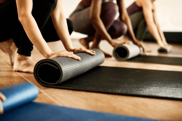 The Liberty Gym offers group classes such as the yoga depicted here